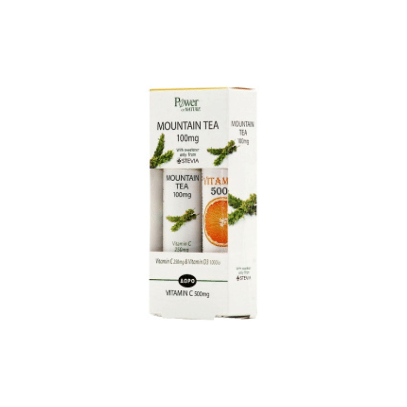 Power of Nature Mountain Tea 100 mg 20 eff. tabs+ Δώρο Vitamin C 500 mg ...