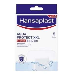 Hansaplast Aδιάβροχα και Αποστειρωμένα Αυτοκόλλητα Επιθέματα Med Antibacterial Aqua Protect XXL 10x8cm 5τμχ