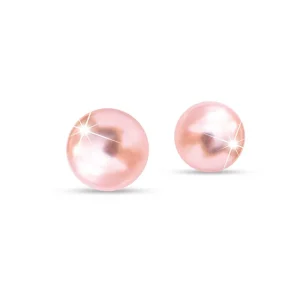 Medical Jewels Υποαλλεργικά Σκουλαρίκια Ροζ Πέρλα