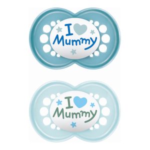 Mam Ορθοδοντικές Πιπίλες Σιλικόνης Ι Love Mummy Τιρκουάζ για 6-16 μηνών 2τμχ