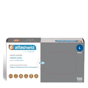 Alfashield Γάντια Latex Ελαφρώς Πουδραρισμένα μη Αποστειρωμένα Large