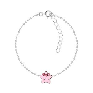 Υποαλλεργικό βραχιόλι Mylovly Bracelet Pink Star Silver Enamel