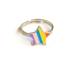 Ring Rainbow Star Silver Enamel