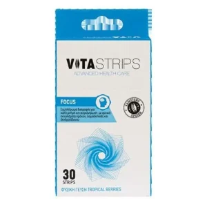 Vitastrips Focus Συμπλήρωμα Διατροφής για Καλή Μνήμη & Συγκέντρωση με Φυσική Γεύση Tropical Berries 30 τμχ